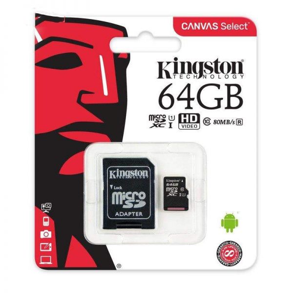 کارت حافظه microSDHC مدل Canvas Select ظرفیت 64 گیگابایت کینگستون