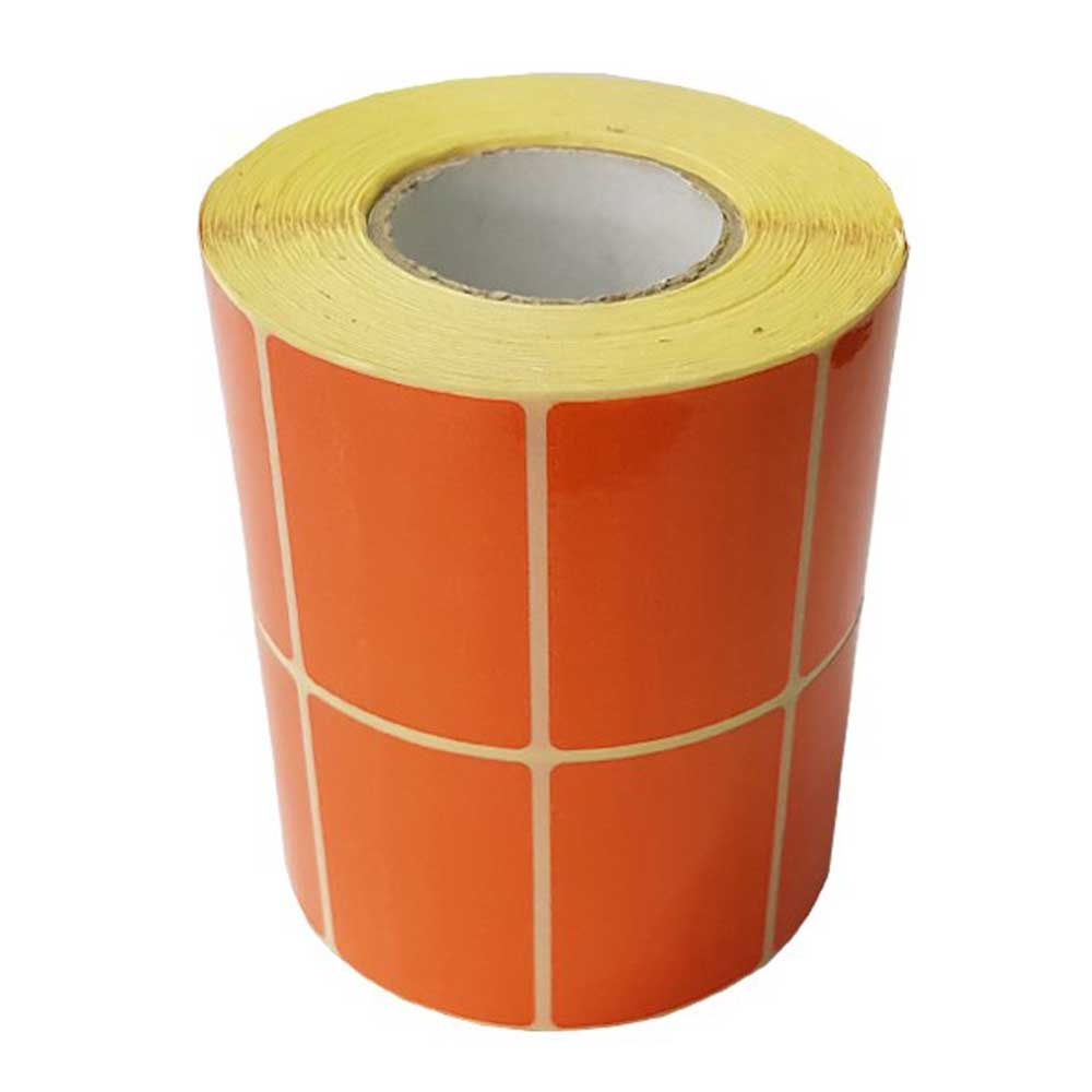 لیبل PVC دو ردیفه نارنجی سایز 51x34 میلی متر